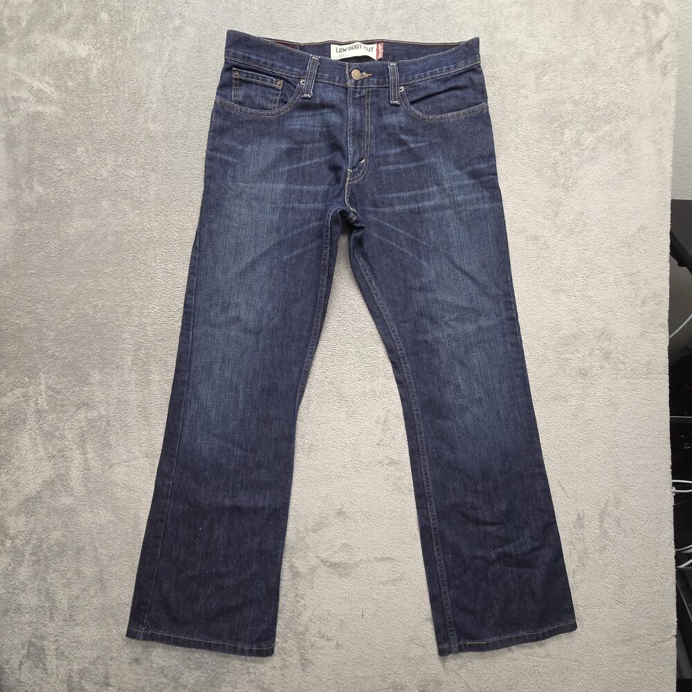 Levis 527 Jeans Mens Measured 33x31 Blue Low Boot Cut Dark Wash 100% Cotton